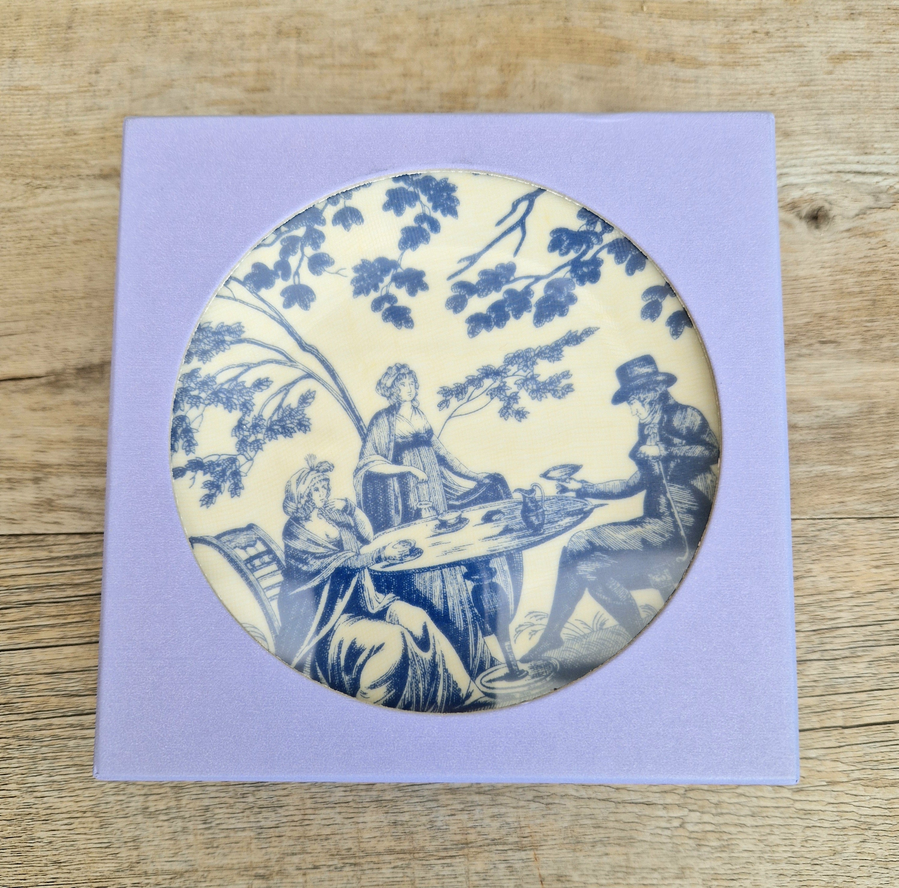 Set of Six Toile De Jouy Blue Salad or Dessert Plates Philippe Deshoulieres France. Boxed & Unused
