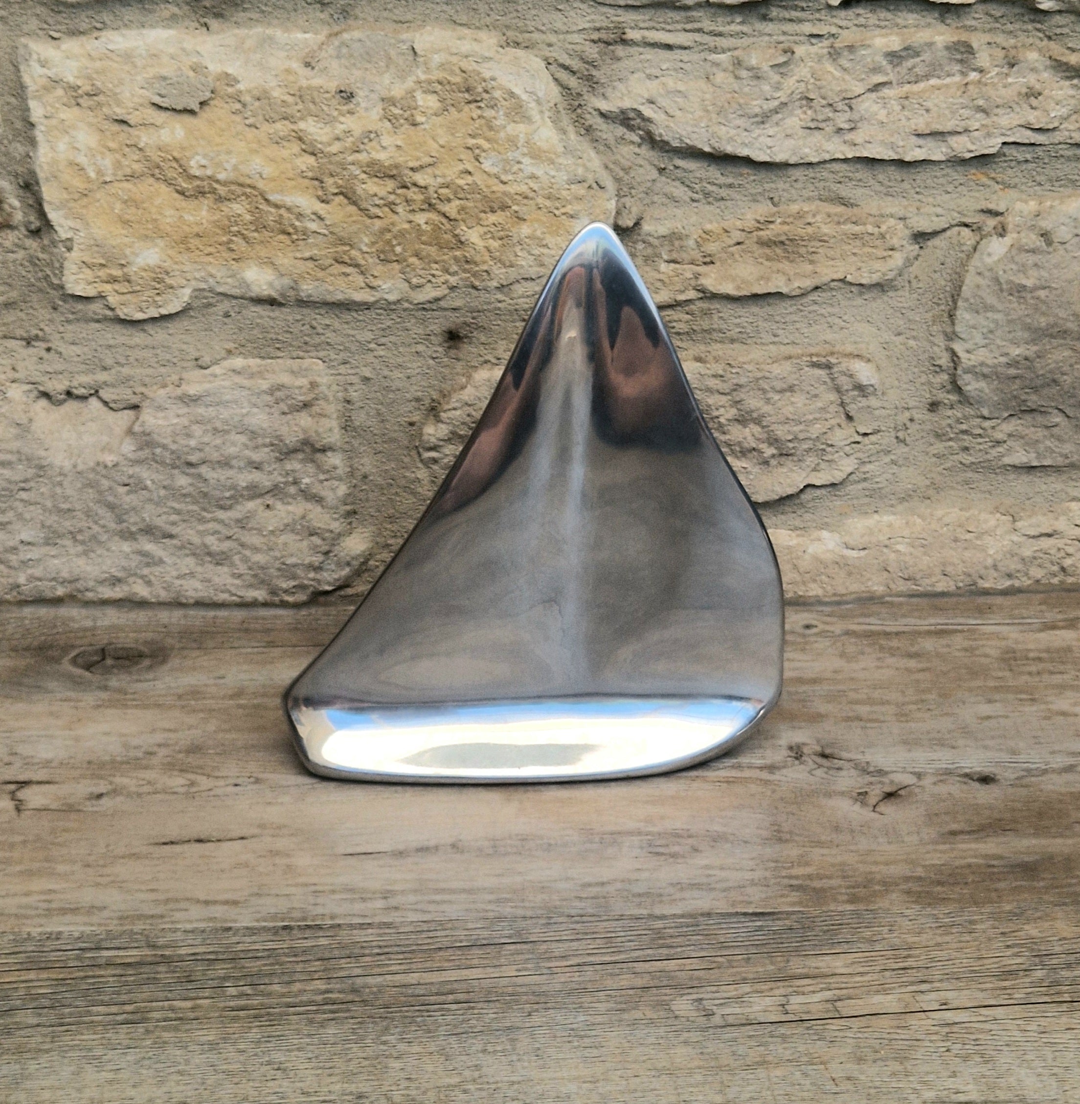 Vintage Hoselton Sailboat Stylised Aluminium Sculpture Signed Minimalist Nautical Decor