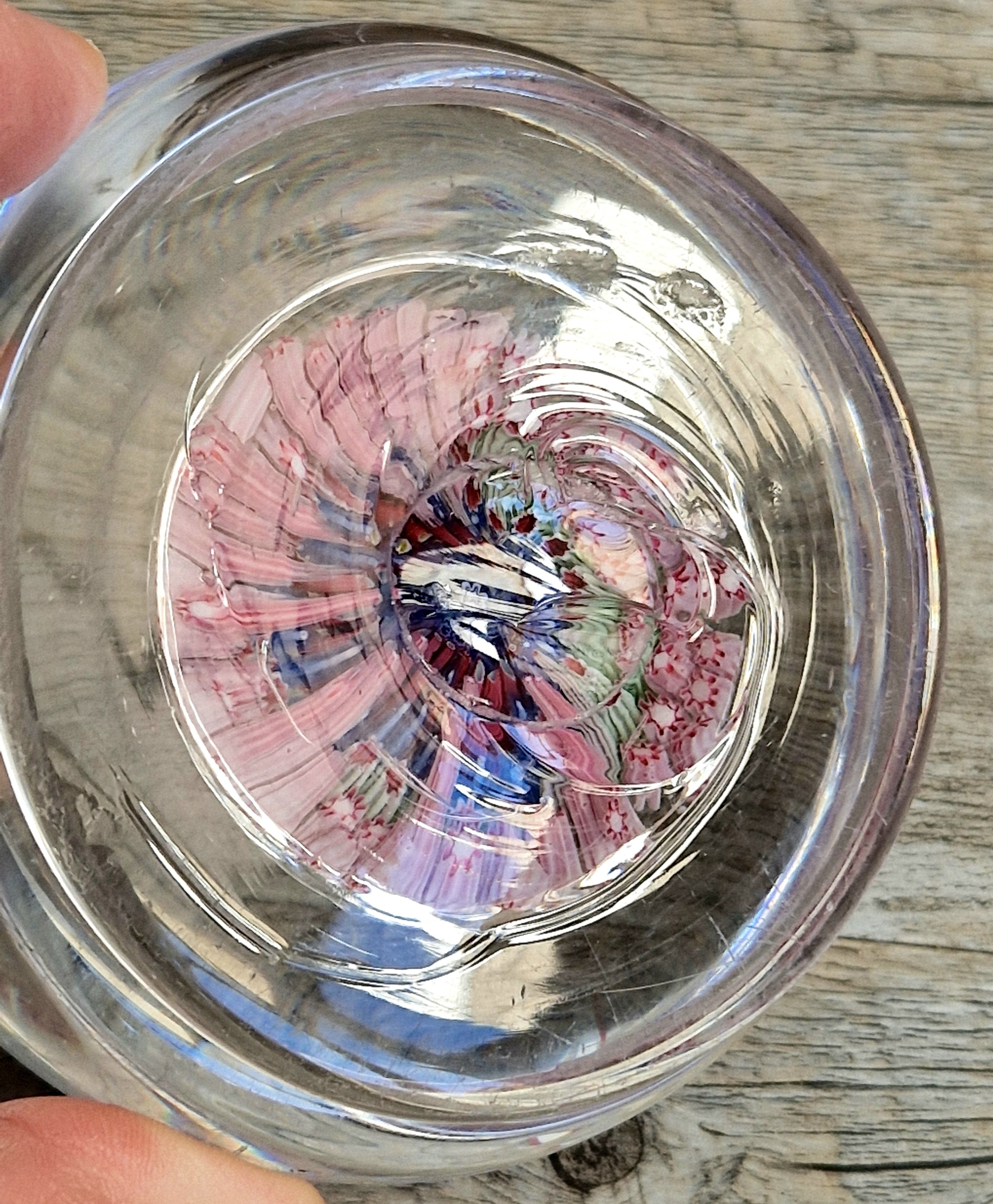 Old English Richardsons Magnum Concentric Millifiore Canes Footed Glass Paperweight