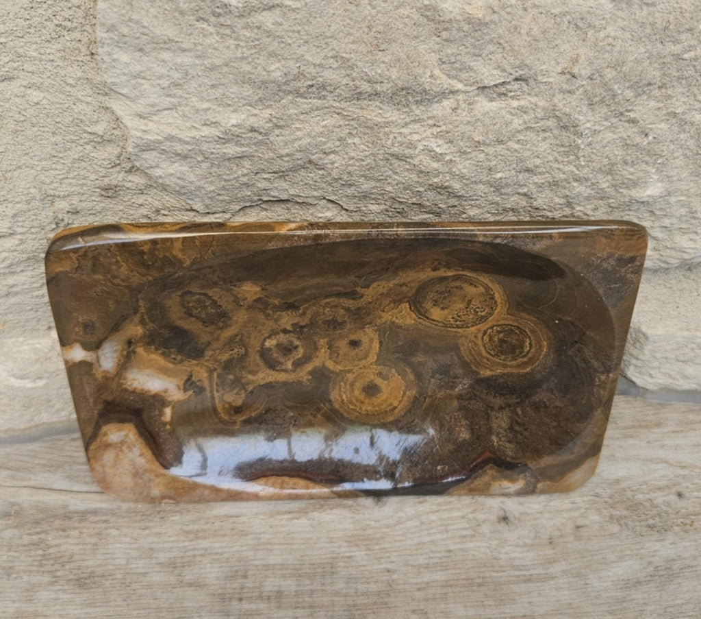Polished Agate Trinket Dish McM Oblong Coffee Table Decor Catchall Tray 15cm X 10cm