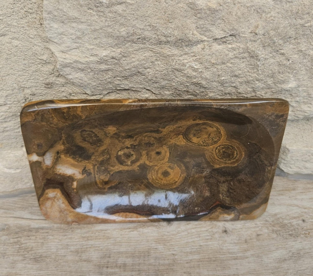 Polished Agate Trinket Dish McM Oblong Coffee Table Decor Catchall Tray 15cm X 10cm