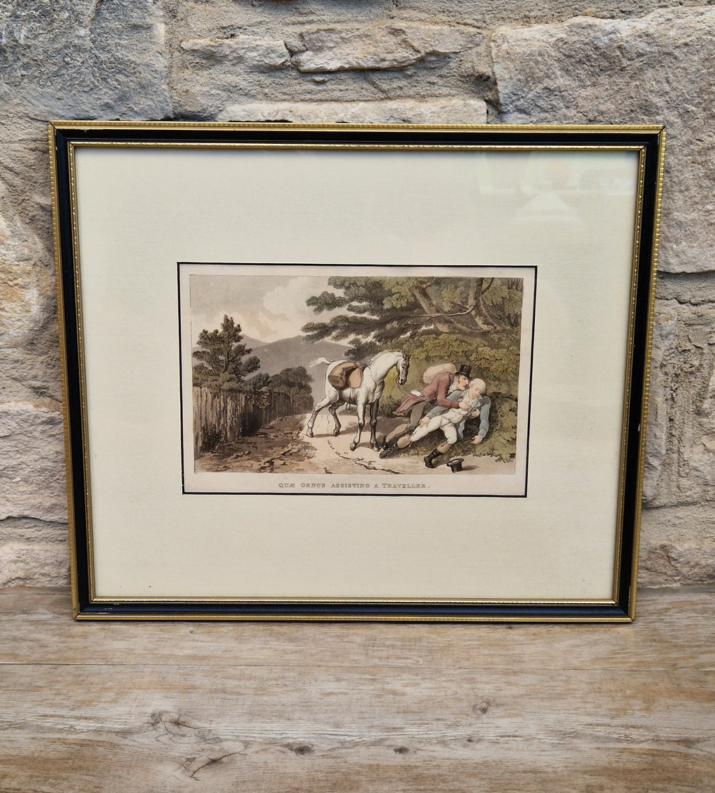 Thomas Rowlandson Lithograph Print 'Quae Genus Assisting A Traveller' Framed Wall Art