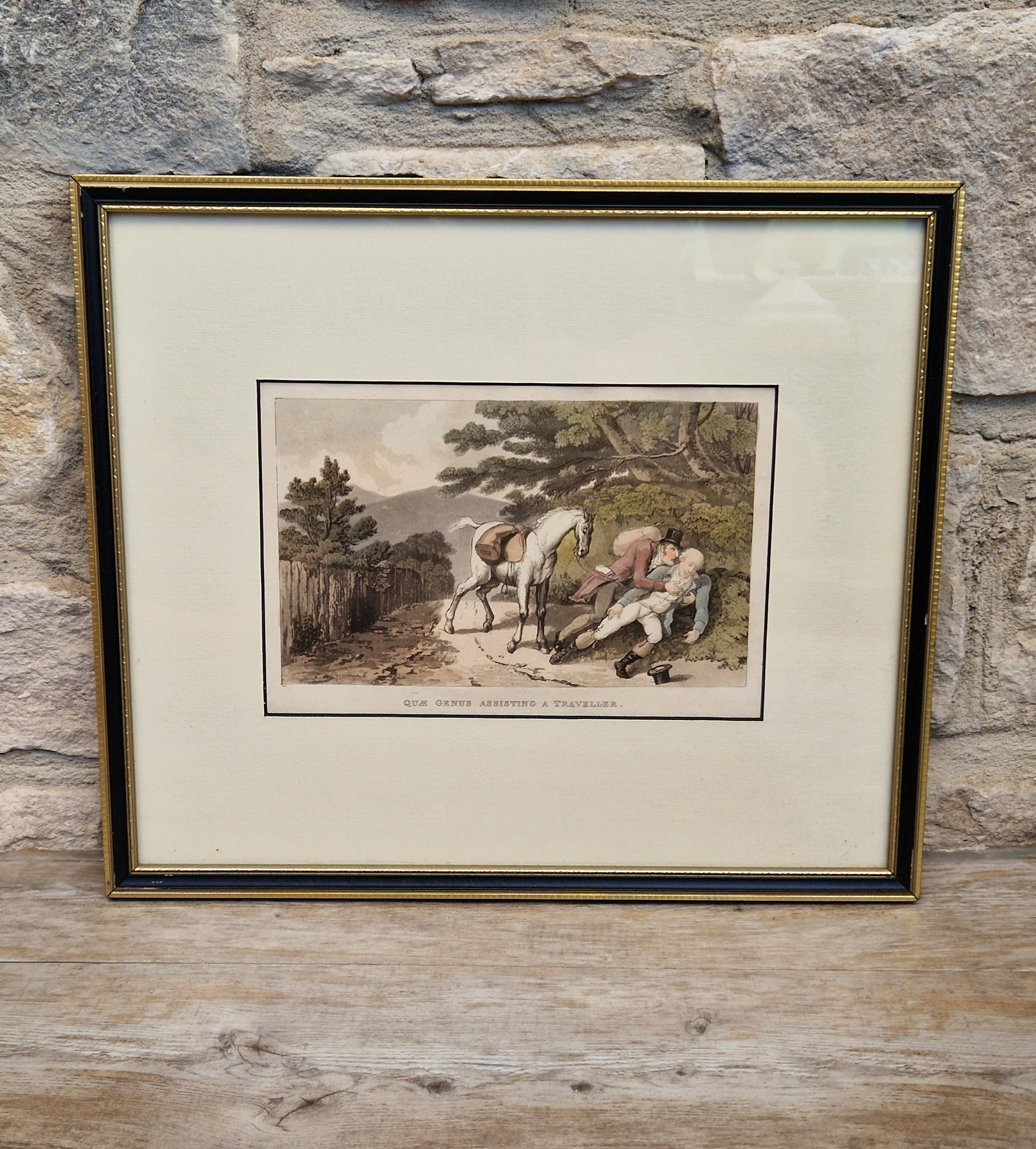 Thomas Rowlandson Lithograph Print 'Quae Genus Assisting A Traveller' Framed Wall Art