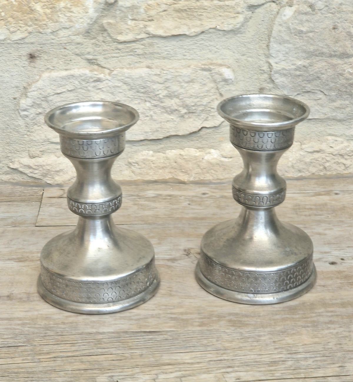Vintage Norwegian Pewter Candlesticks Pair Olav Cook Mid Century Scandinavian Viking Decor