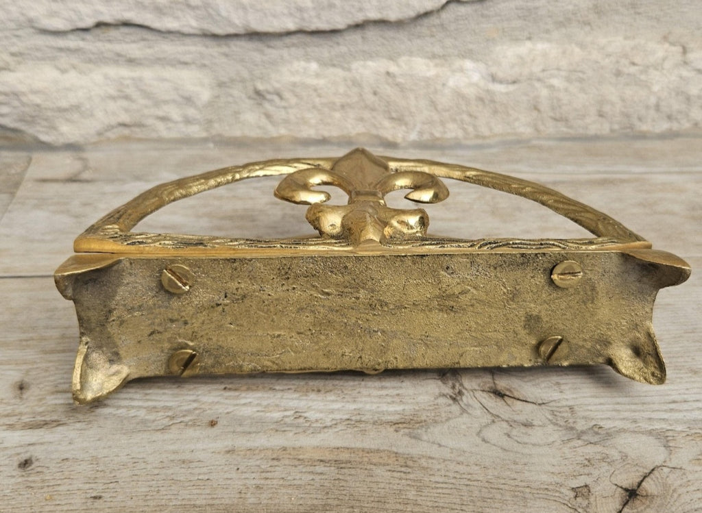 Midcentury Letter Rack Brass Fleur de Lys Design Hollywood Regency Decor