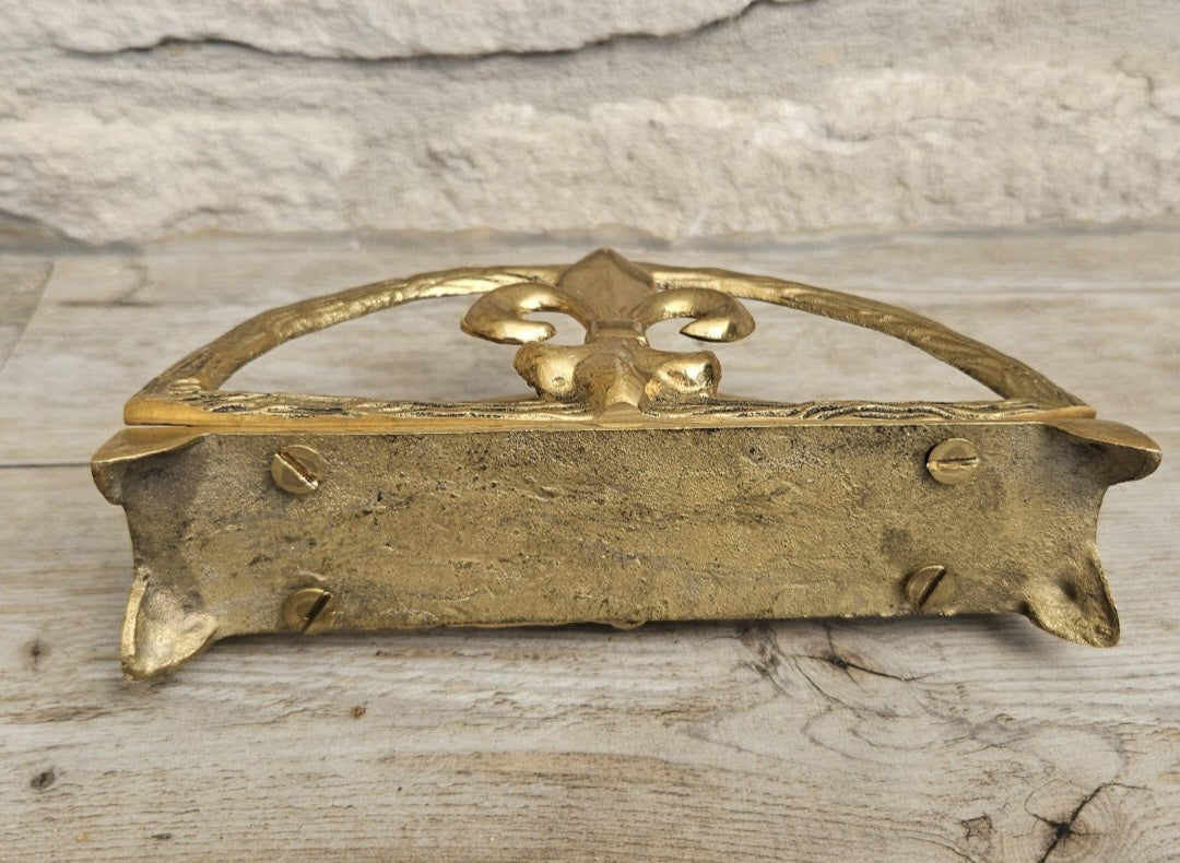 Midcentury Letter Rack Brass Fleur de Lys Design Hollywood Regency Decor