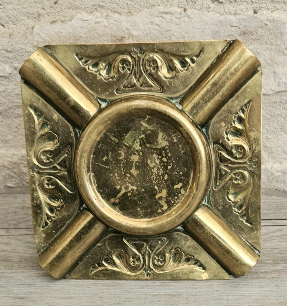 Antique Art Nouveau Brass Ashtray Joseph Sankey Made in England
