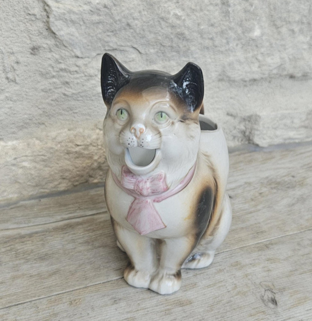 Antique Cat Creamer Jug Schafer & Vater German Porcelain Whimsical Collectible