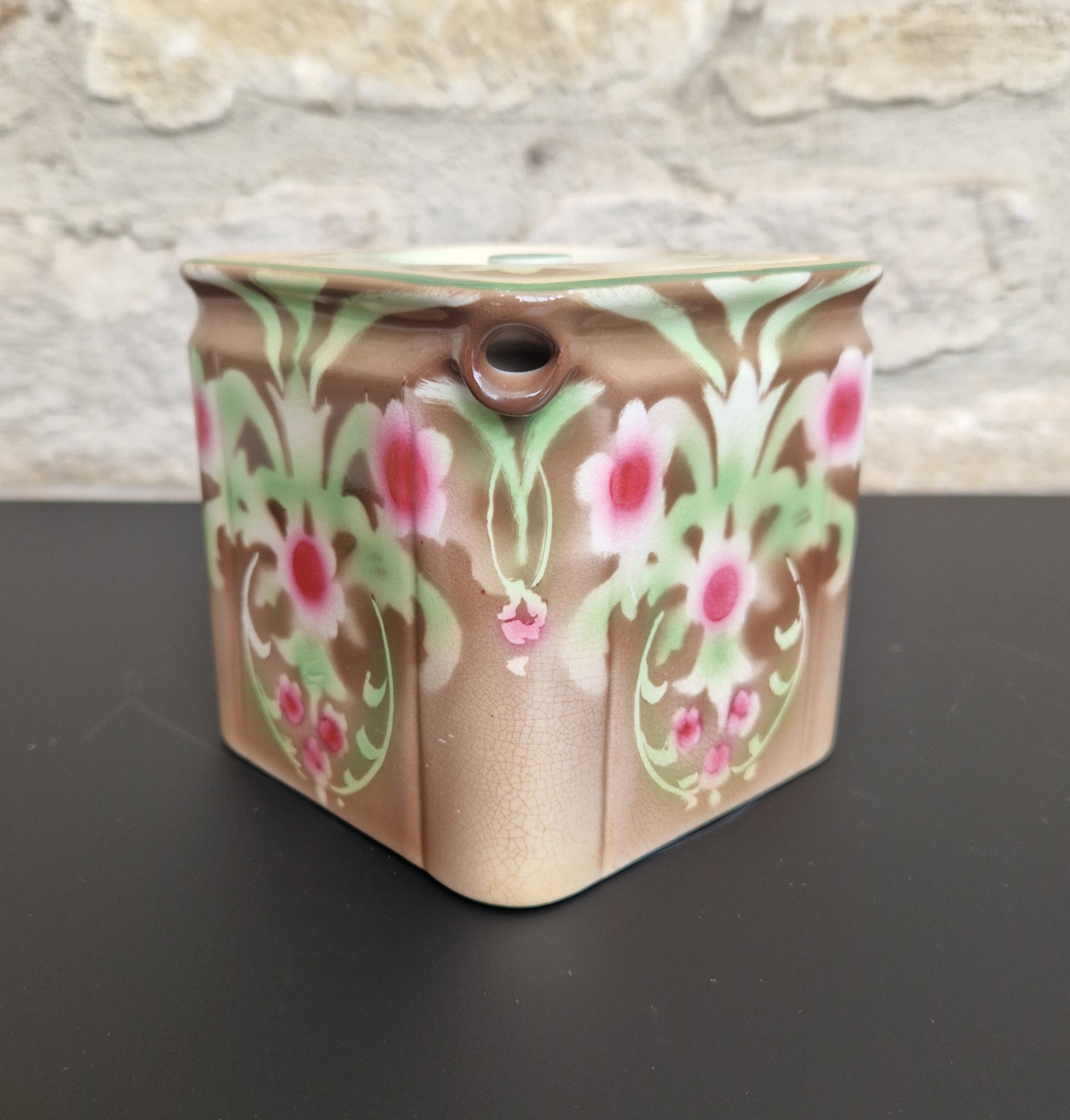 Vintage Art Nouveau Cube Teapot Gibson & Sons Ltd Burslem