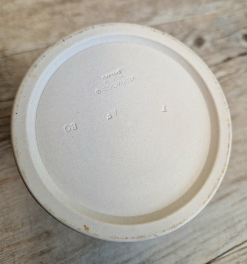 Wedgwood Jasperware Neo Classical Lidded Pot Reverse Blue on White Vintage Wedgwood Made in England