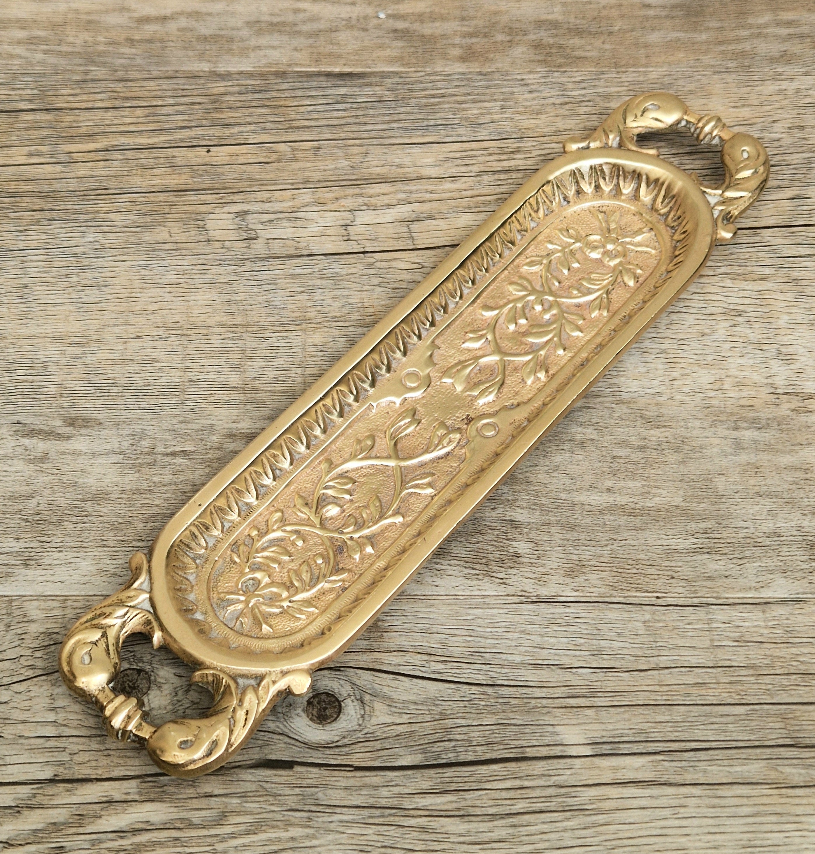 Antique French Cast Brass Pen Tray DL Déposé Ornate Rococo Desk Organizer Tidy 1890