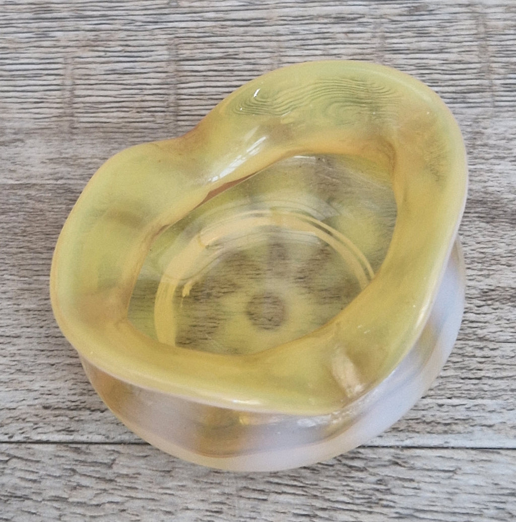 Antique Art Nouveau Monot Stumpf Pantin French Opalescent Glass Ruffled Open Salt Cellar Bowl