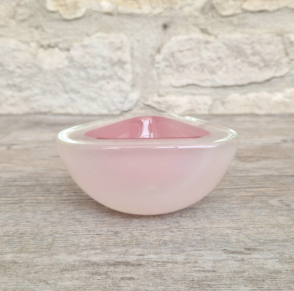 Archimede Seguso Opaline Pink Geode Bowl Murano Glass 1950's Italy