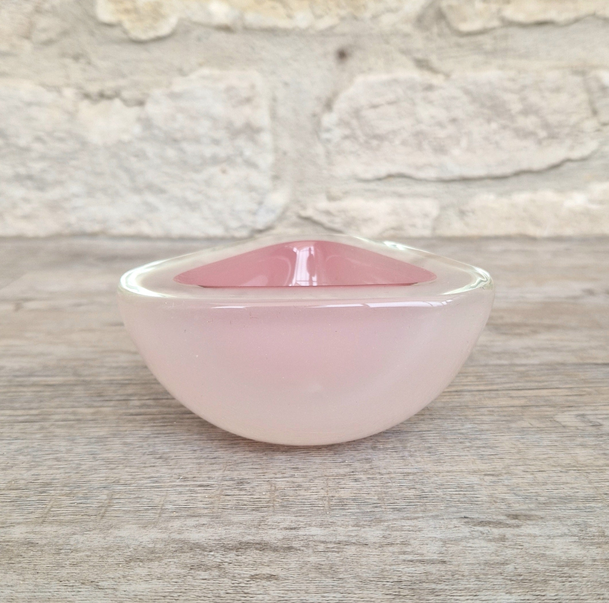 Archimede Seguso Opaline Pink Geode Bowl Murano Glass 1950's Italy