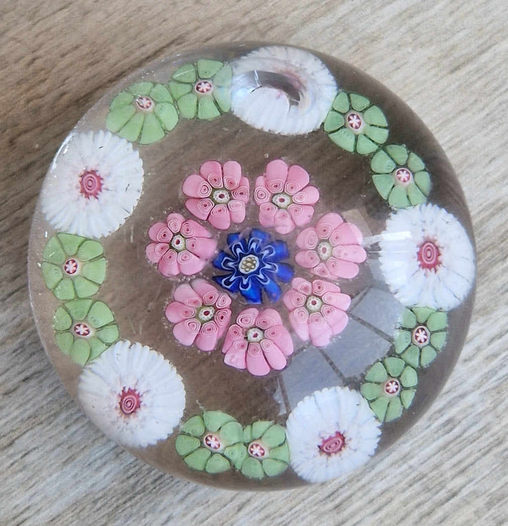 Antique Clichy Miniature Spaced Millefiori Glass Paperweight – c.1850 – 4.6cm Bruised