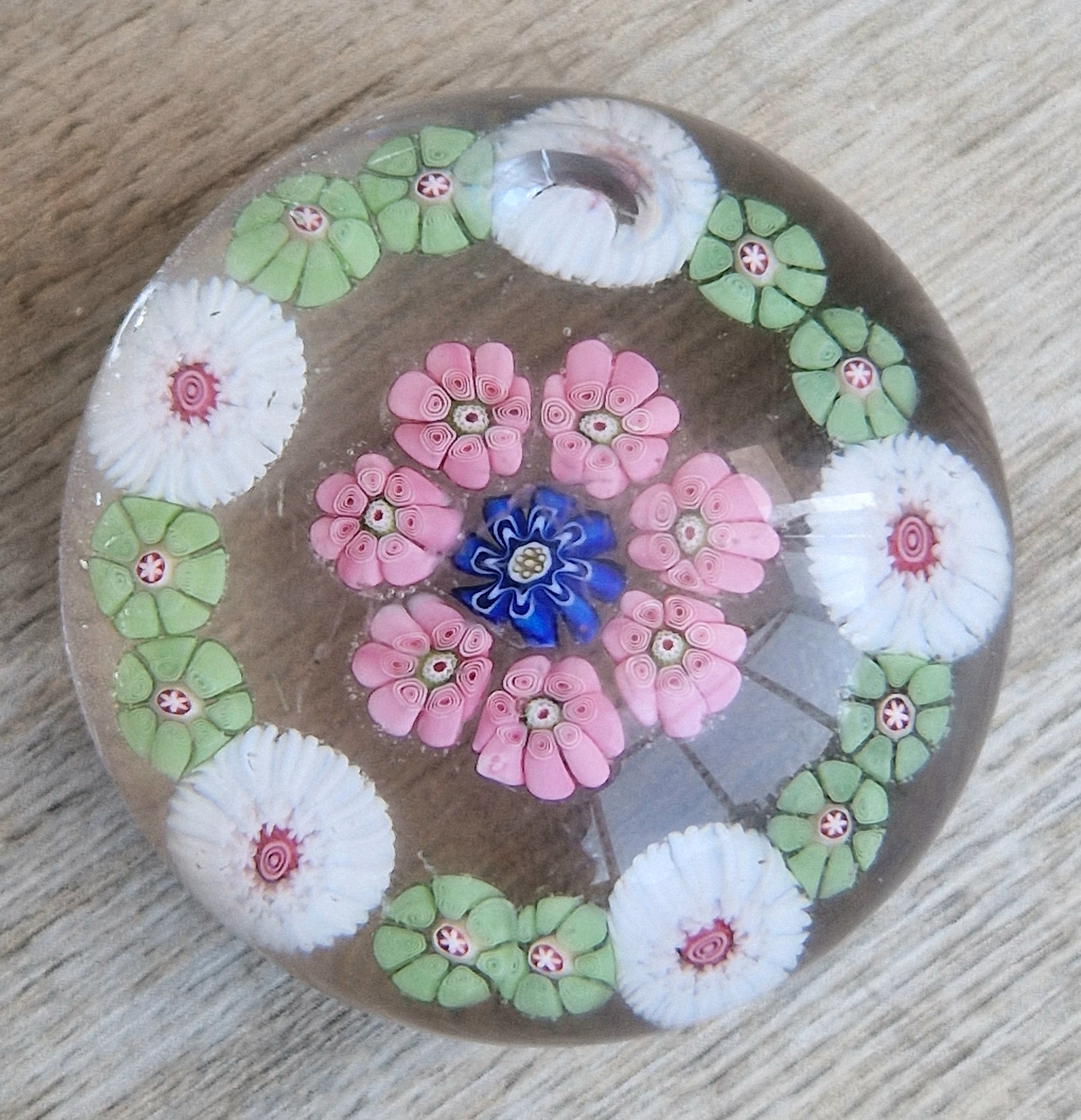 Antique Clichy Miniature Spaced Millefiori Glass Paperweight – c.1850 – 4.6cm Bruised
