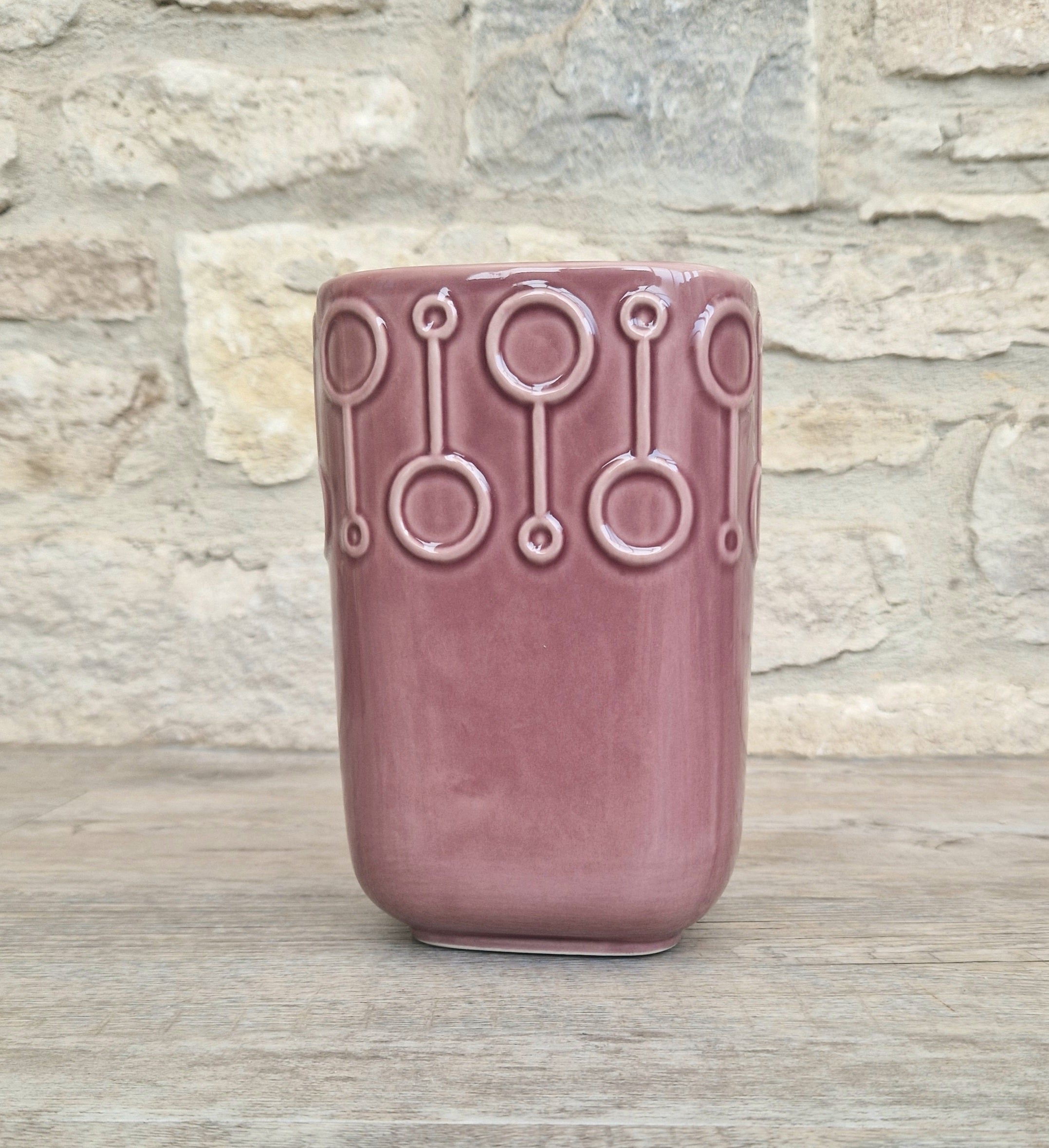 Vintage Pink Flower Vase IKEA Scandinavian Design, 7" Tall