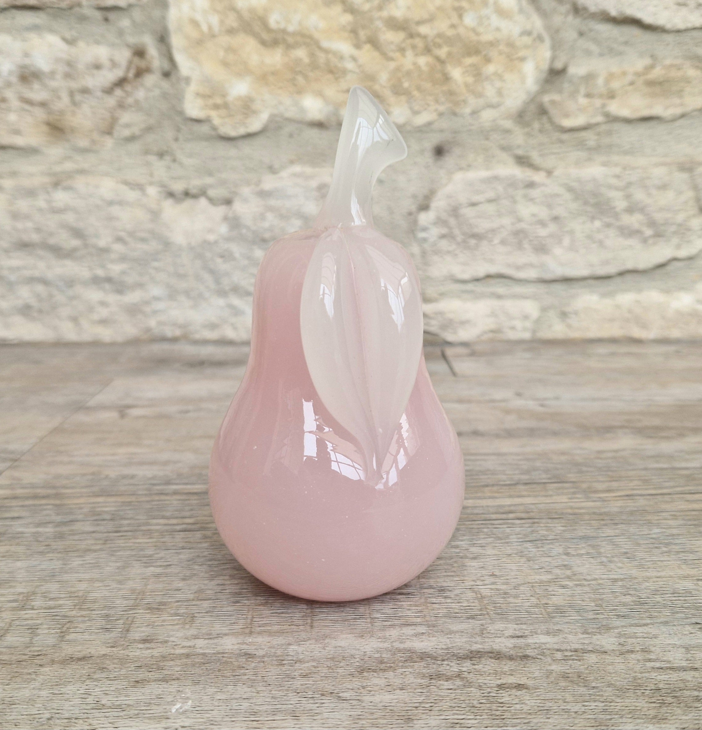 Pink Murano Glass Pear Ornament Archimede Seguso Alabastro Opaline 1950's Vintage Rare