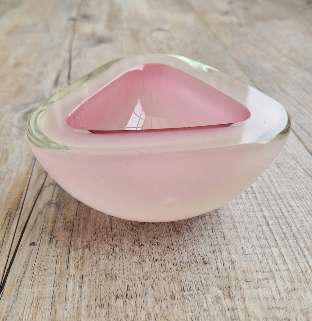 Archimede Seguso Opaline Pink Geode Bowl Murano Glass 1950's Italy