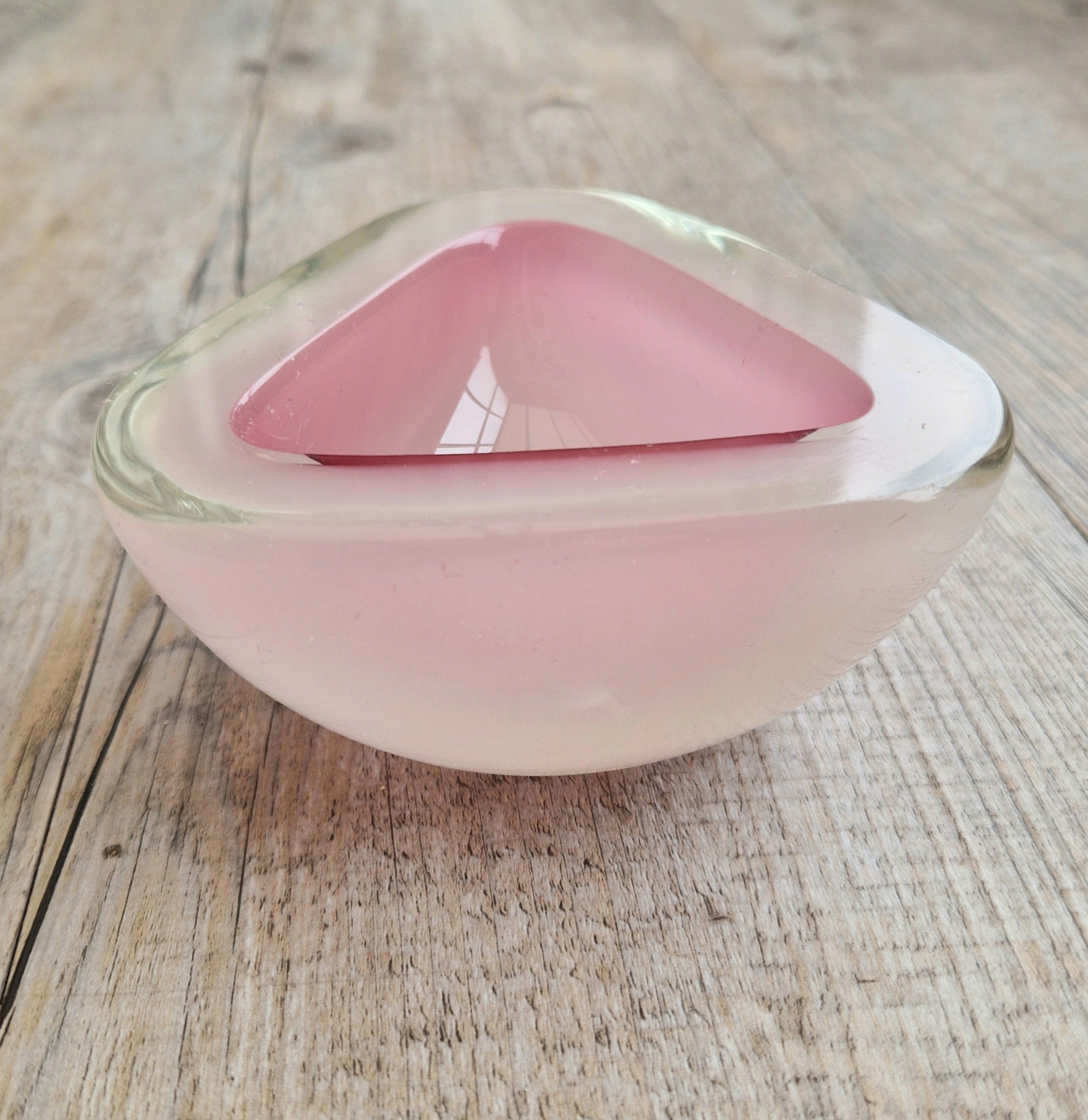Archimede Seguso Opaline Pink Geode Bowl Murano Glass 1950's Italy