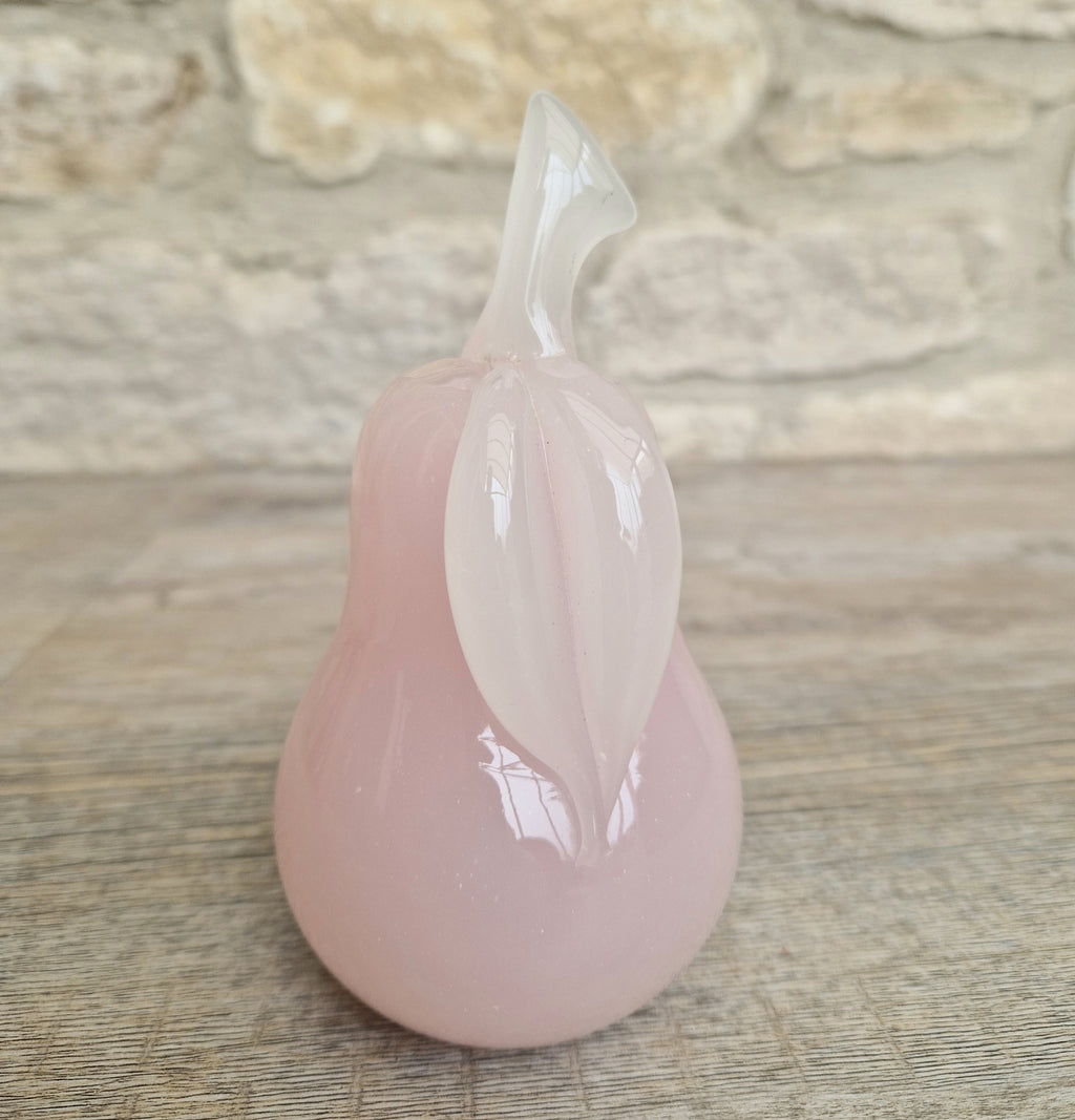 Pink Murano Glass Pear Ornament Archimede Seguso Alabastro Opaline 1950's Vintage Rare