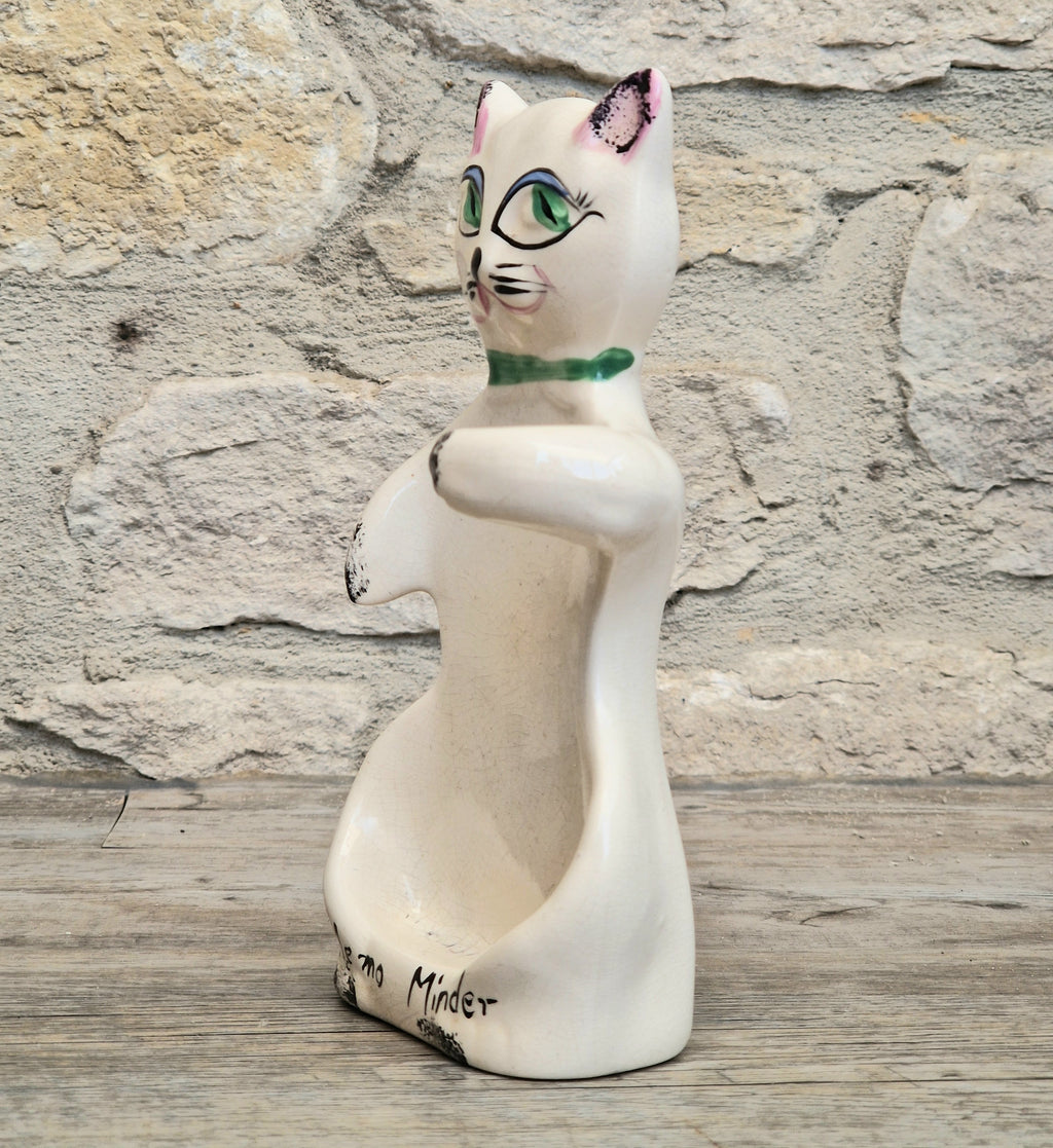 Cat Memo Minder Notepad Holder Midcentury Ceramic Stylised Cat Howard Holt Style