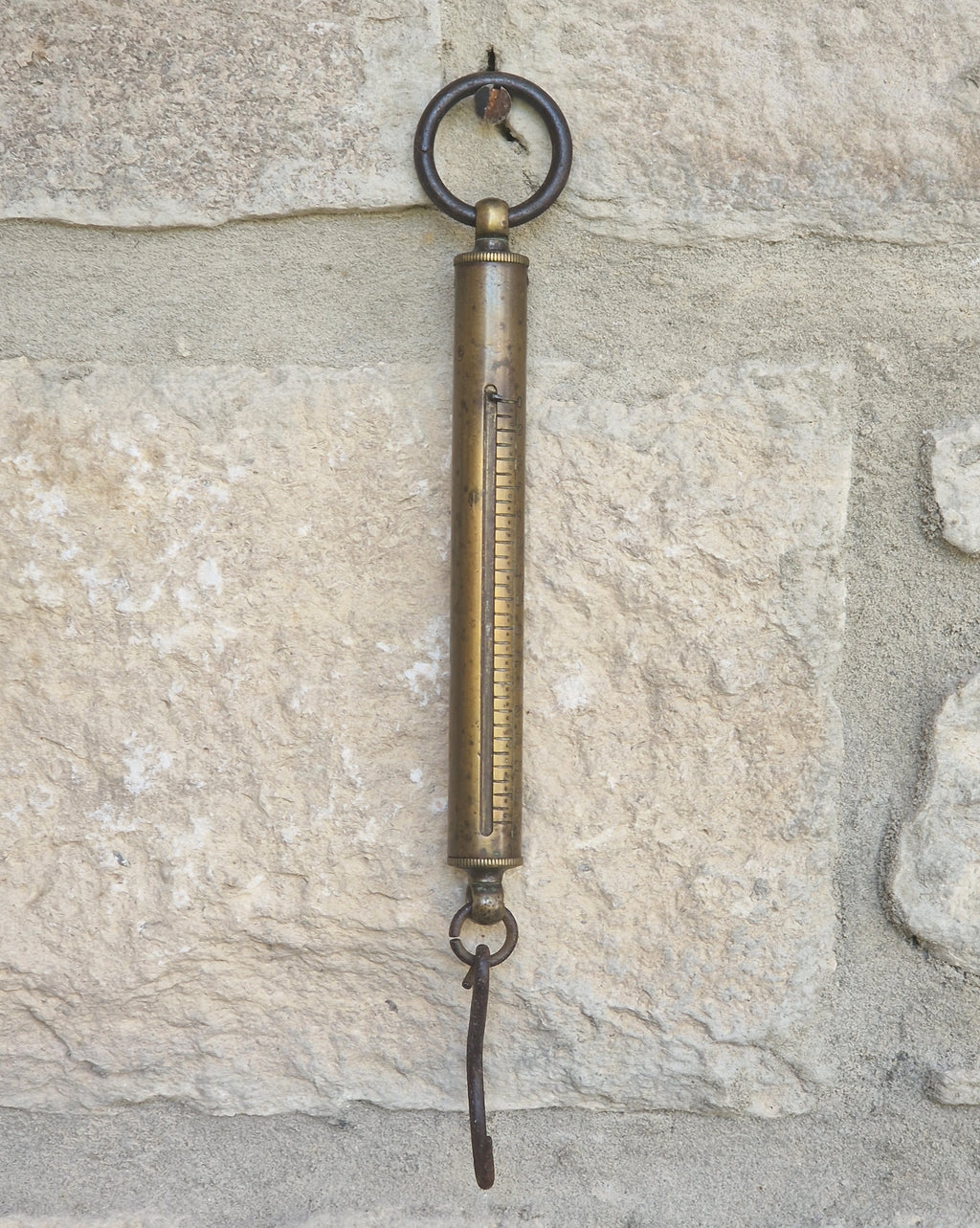 Antique Tubular Brass Spring Balance Scale Hanging Pocket Cylindrical Pocket Scales Working