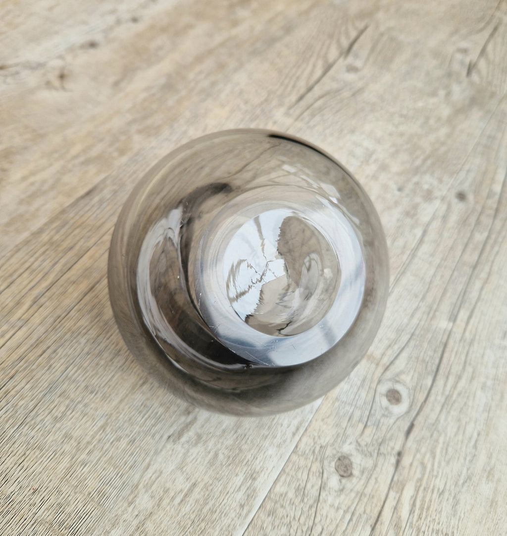 Mid Century Smoke Art Glass Space-age Round Beaked Vase