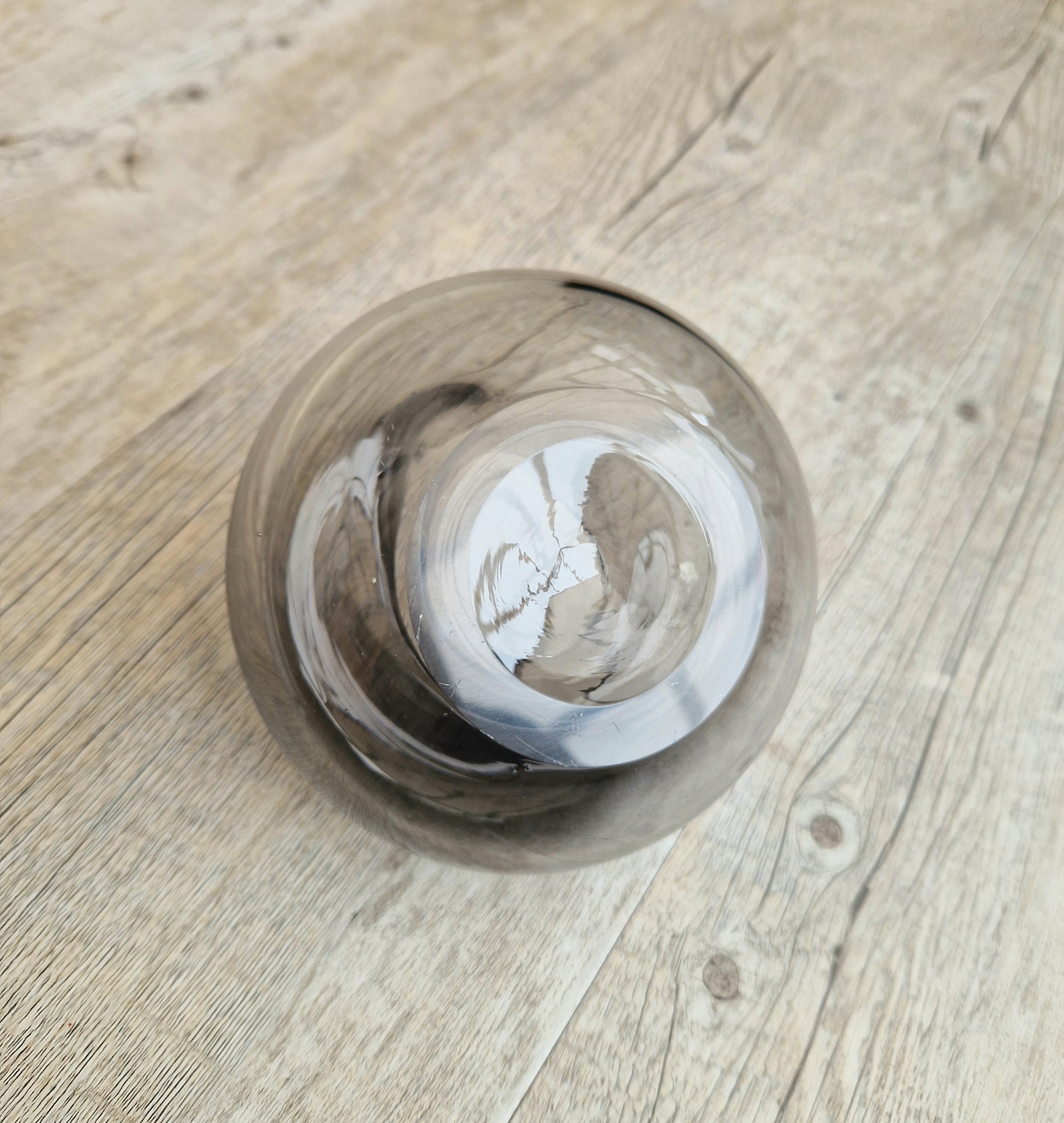 Mid Century Smoke Art Glass Space-age Round Beaked Vase