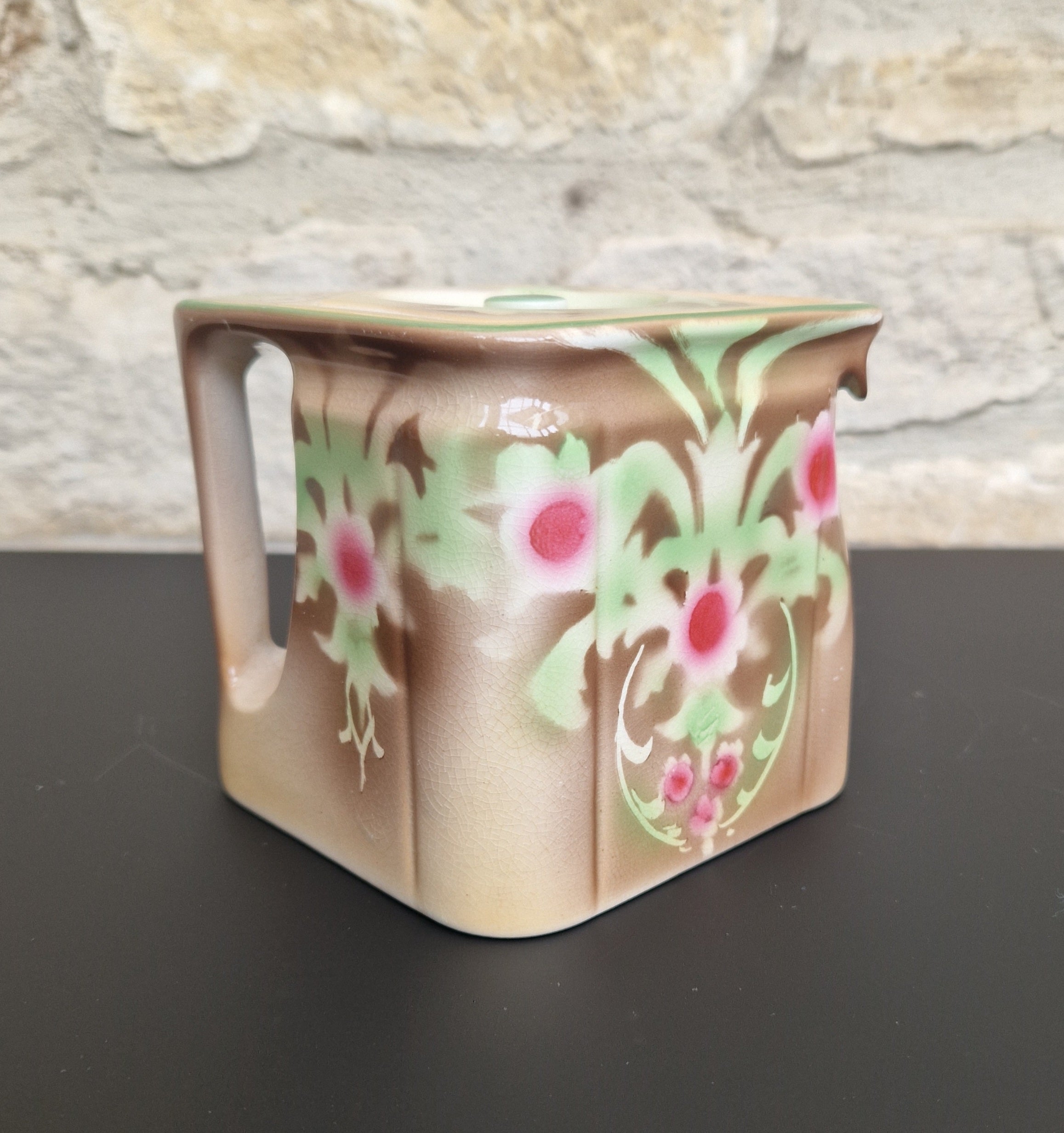 Vintage Art Nouveau Cube Teapot Gibson & Sons Ltd Burslem