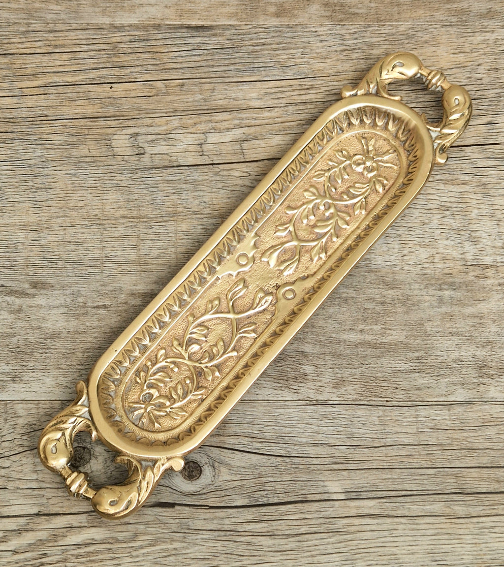 Antique French Cast Brass Pen Tray DL Déposé Ornate Rococo Desk Organizer Tidy 1890