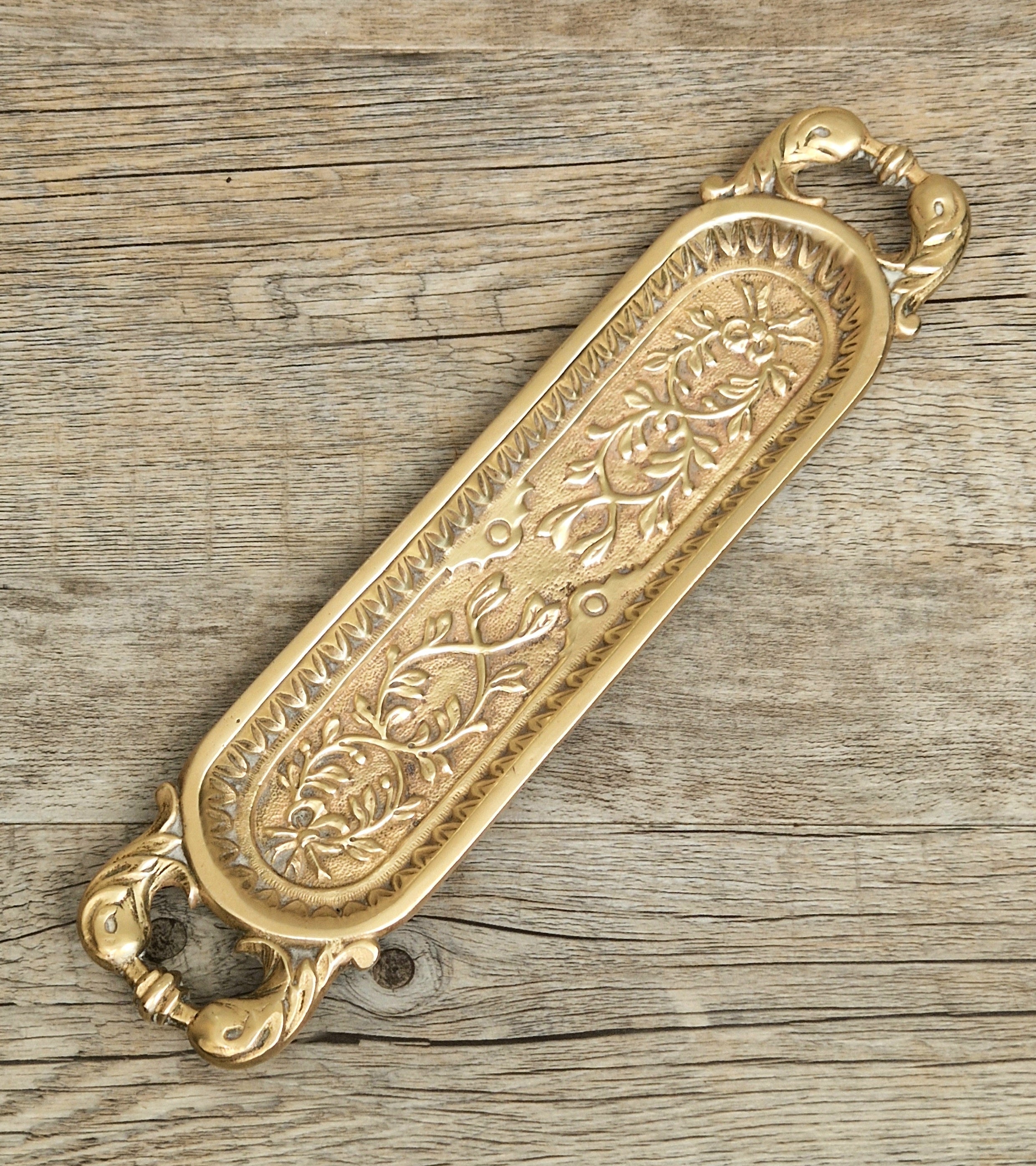 Antique French Cast Brass Pen Tray DL Déposé Ornate Rococo Desk Organizer Tidy 1890