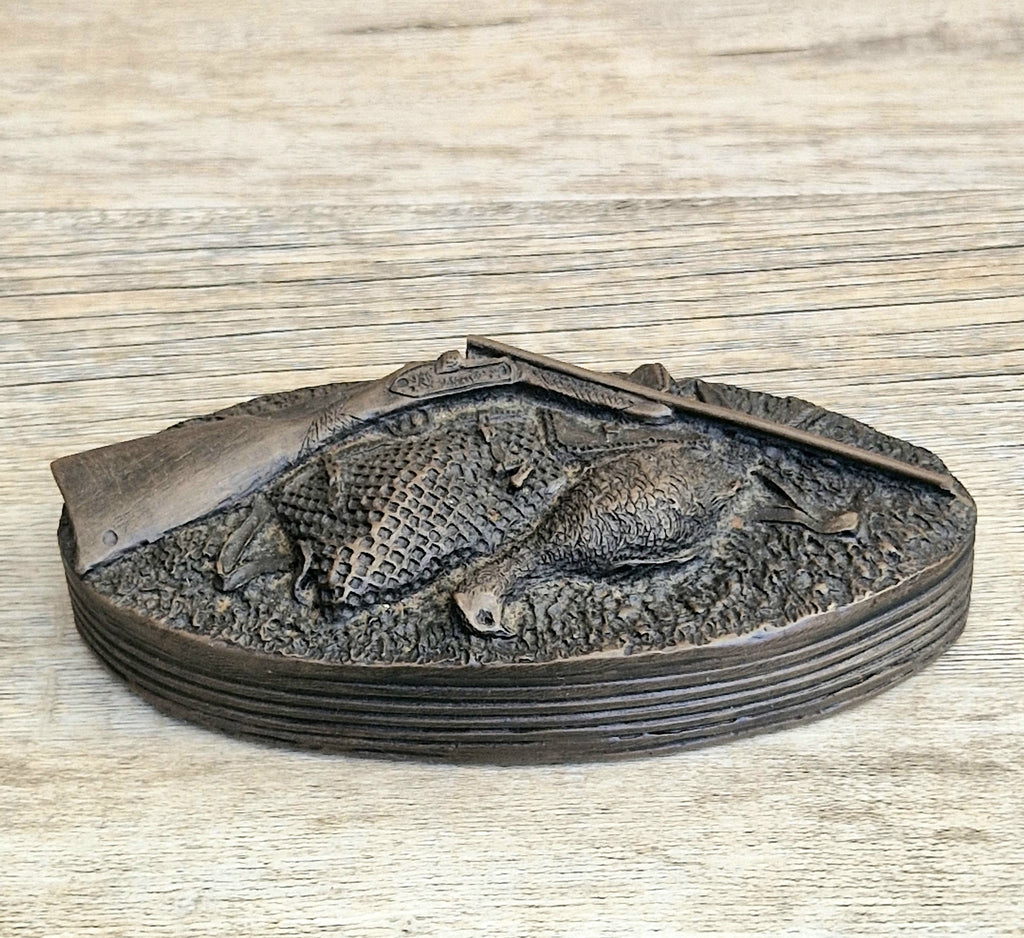 David Hughes Cold Cast Resin Paperweight Hunting Apparel Bag & Pheasant Collectors Desk Ornament.