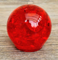 Vintage 1960s Shattaline Resin Orb Paperweight Bright Red Fractured Ice Mid Century Desk Ornament