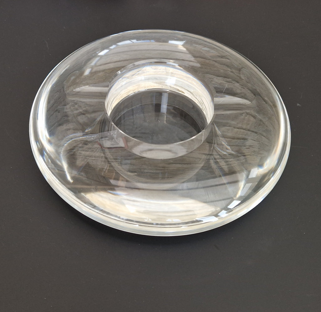 Heavy Clear Crystal Glass Discus Cigar Table Ashtray 23cm Diameter