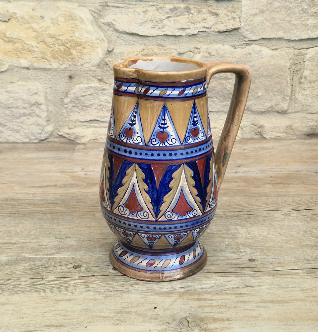 Art Deco Alberto Rubboli Italian Majolica Pitcher Jug Gualdo Tadino Italy Antique 1920
