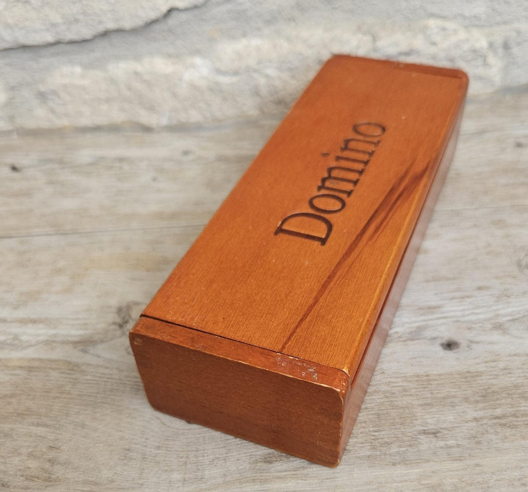 Vintage White Dominoes Set in Wooden Box Rustic Classic Game Gift
