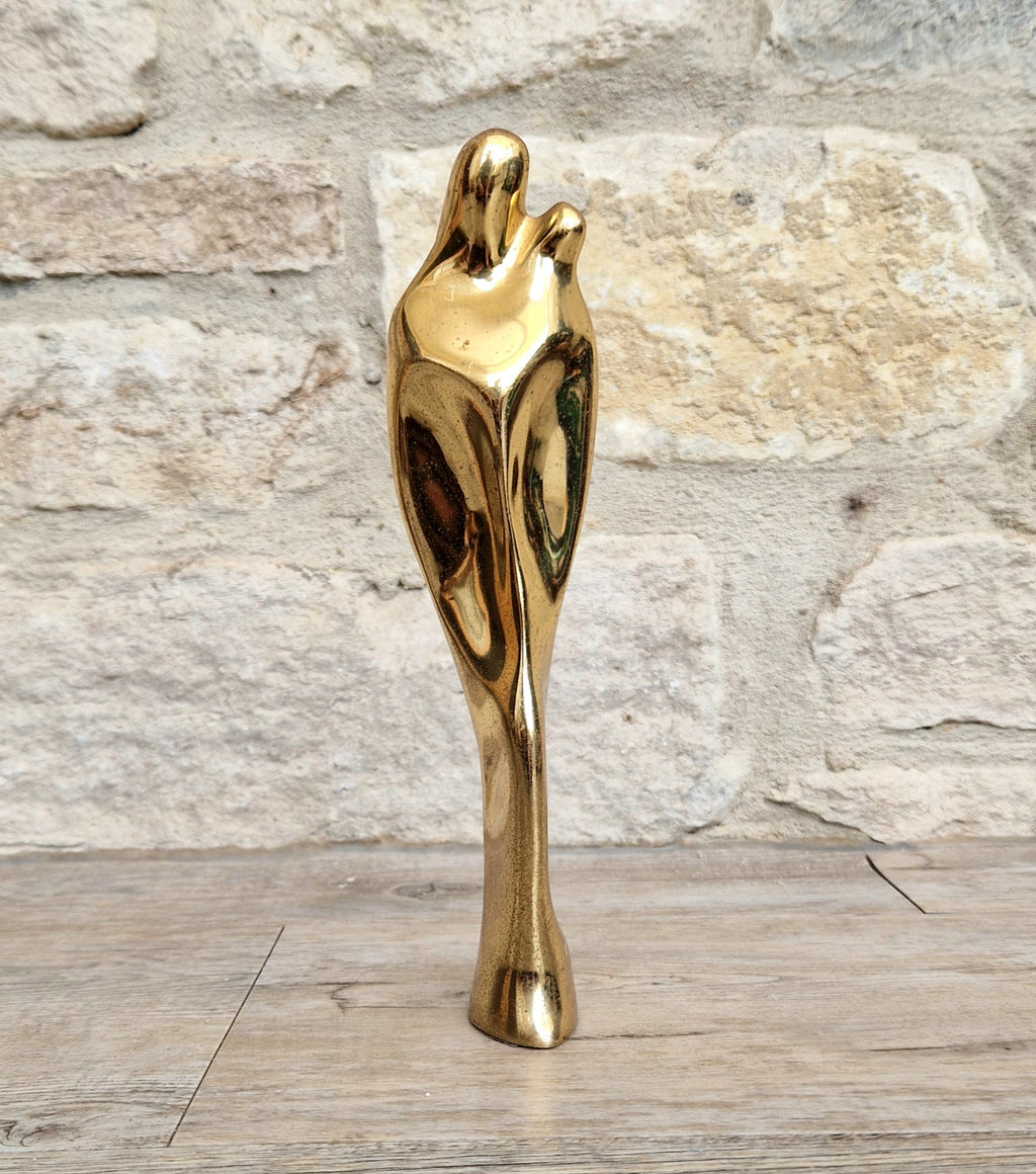 Solid Bronze 'Mother & Child' Figure Biomorphic Abstract 1970s Organic Sculpture Vintage 1.2kg
