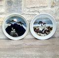 Ian Pirie Studio Pottery Diptych Wall Plaques Night & Day Vintage Scottish Ceramic Landscape Chargers