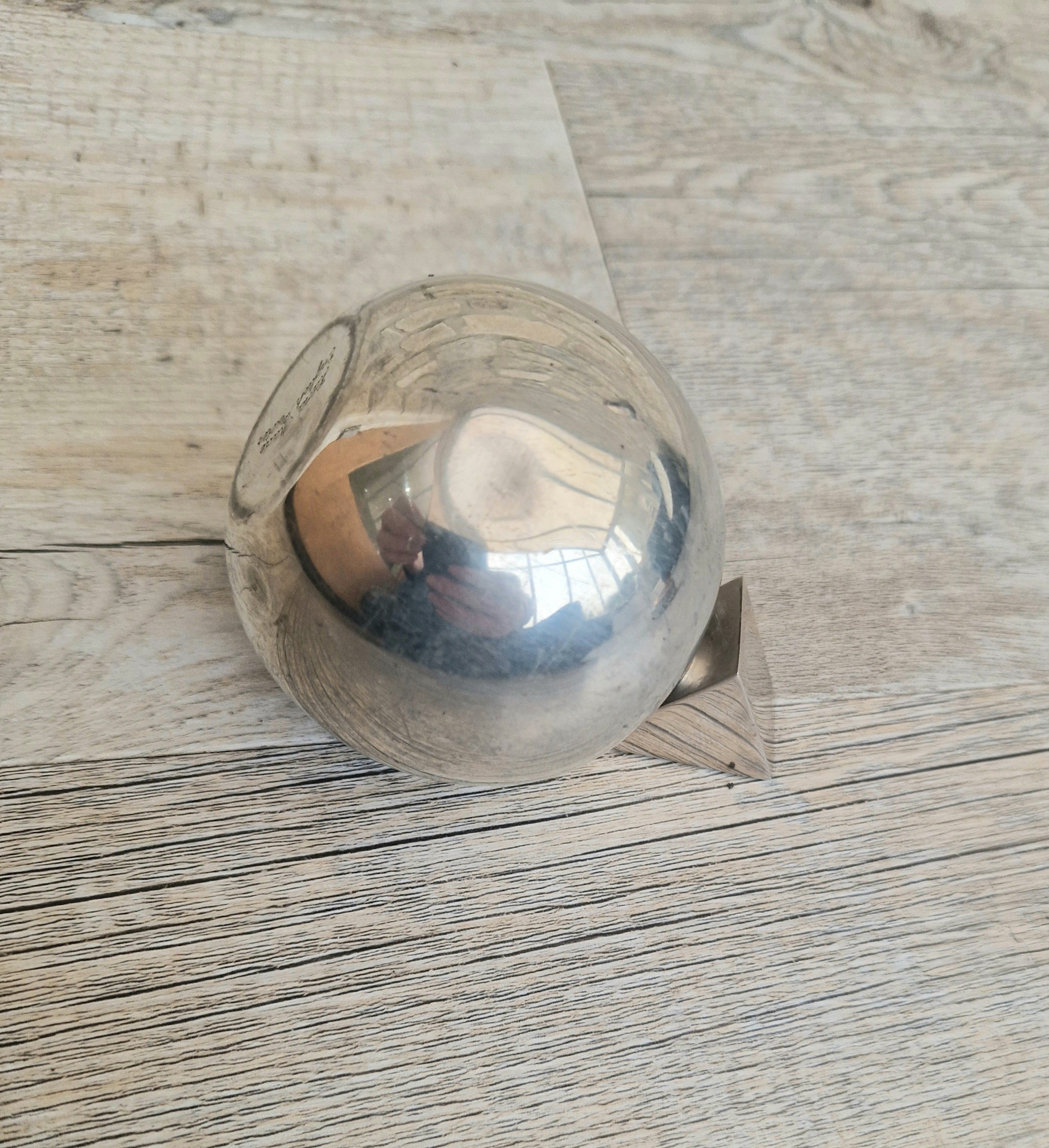 Vintage Troika English Polished Pewter Orb Hip Flask Perfume Bottle