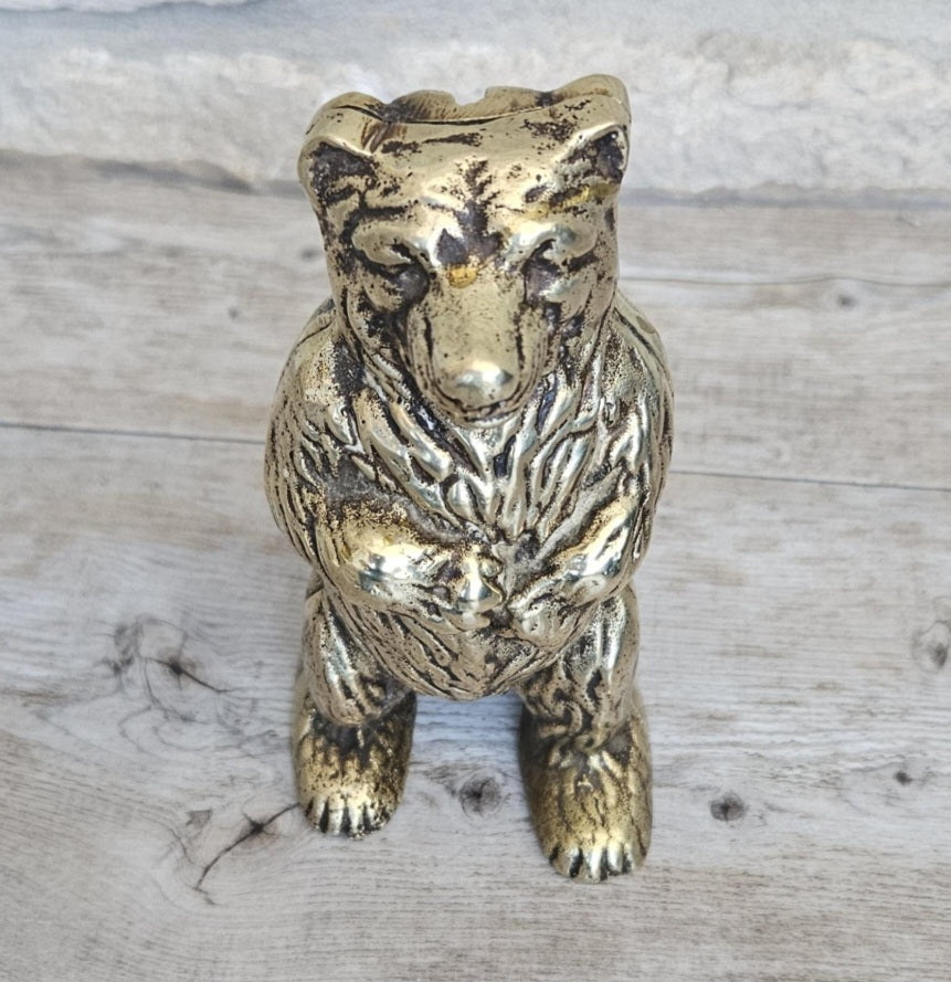 Brass Bear Money Box 15cm Tall Antique Victorian England