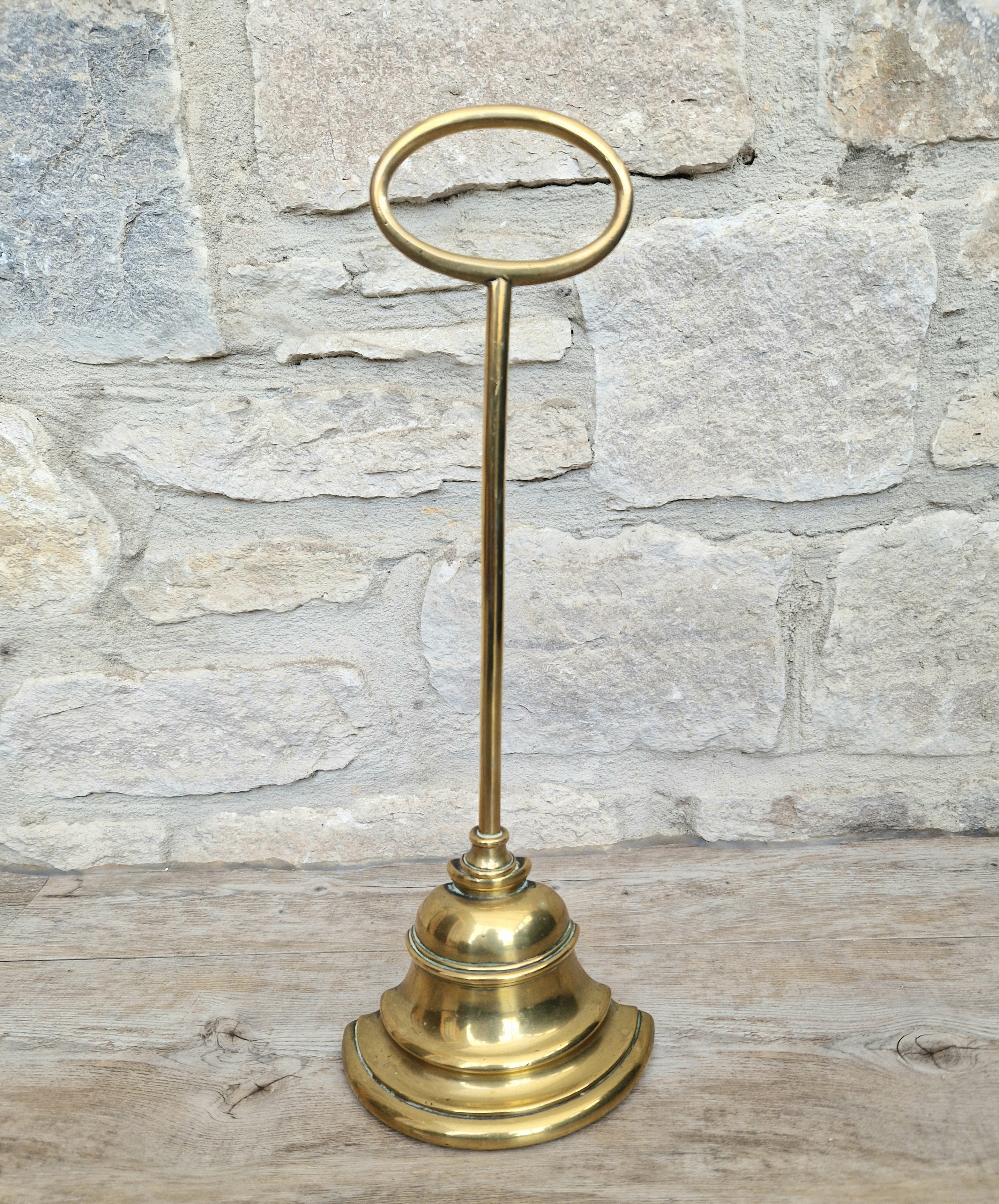 Antique English 19th Century Stepped Half-Bell Cast Brass Door Porter Door Stop