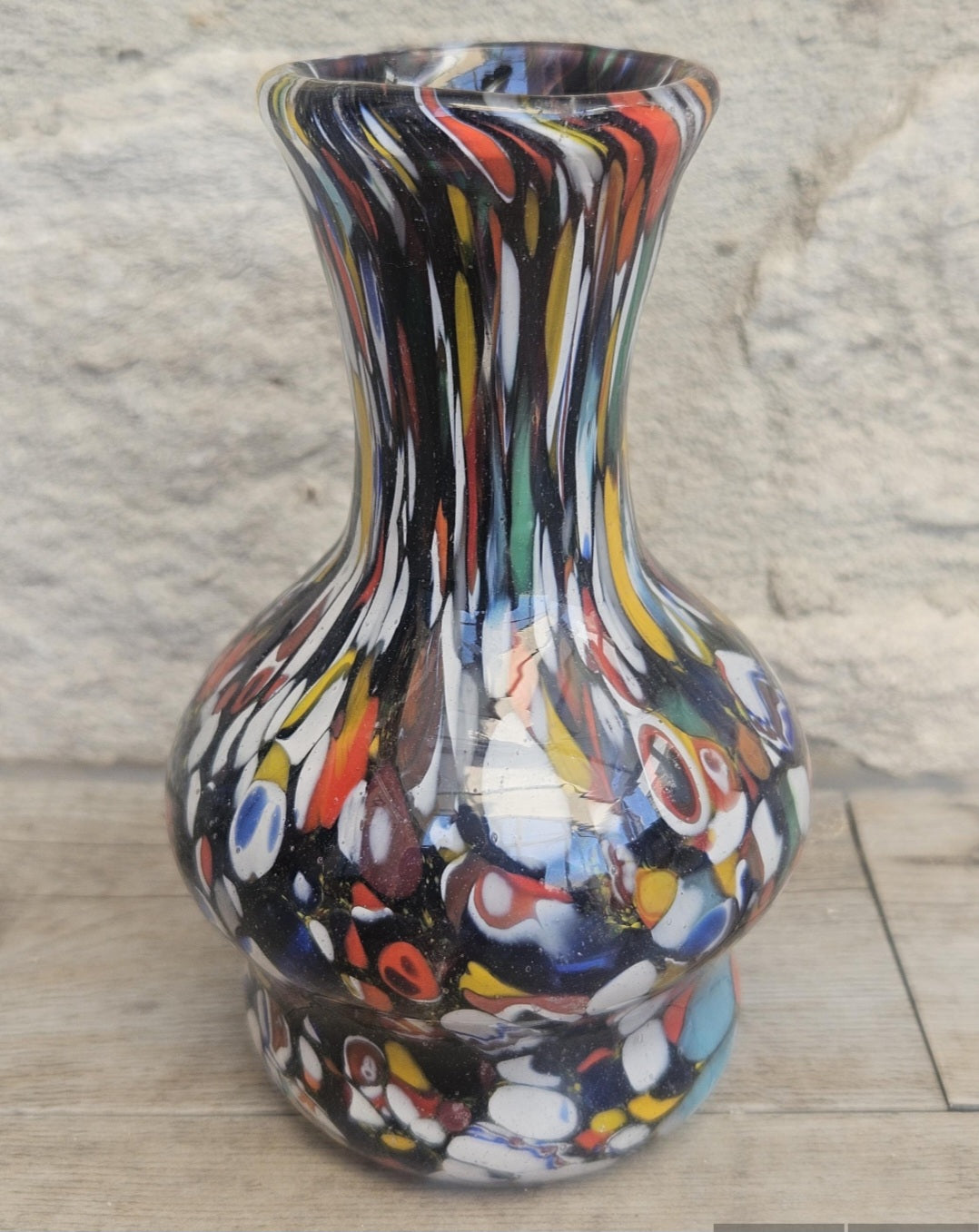 Vintage Italian Fratelli Toso Murano Vase 13cm Tall Multicoloured Hand Blown