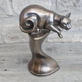 Pouncing Cat Ornament  Cold Cast Resin Heavy Plinth Figure 21cm Tall Crosa 2005 Vintage