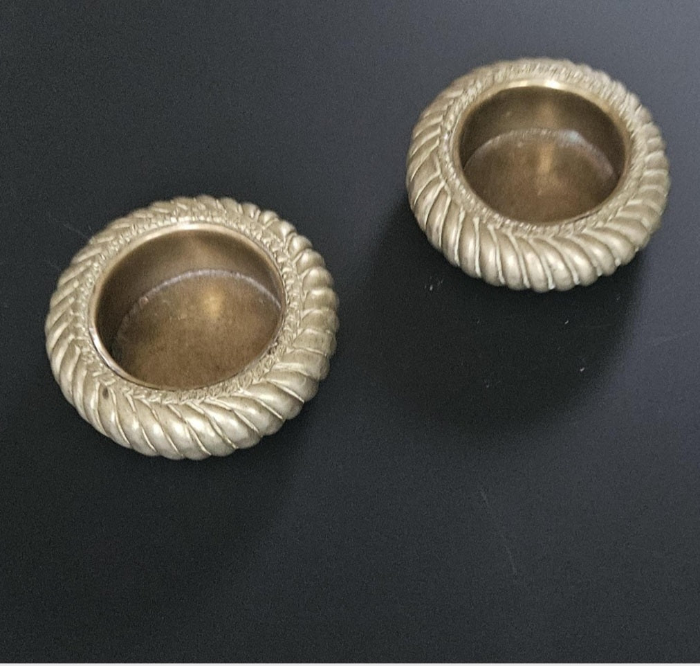 Vintage Pair Brass Tribal Bangle Bowls Vide Poche Small Mcm Brass Coffee Table Bowls