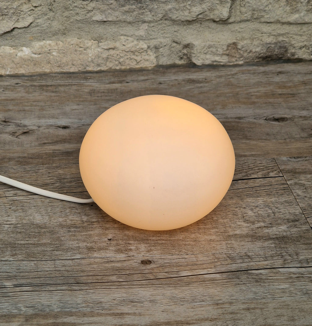 Vintage Habitat Glass Pebble Table Lamp Frosted White 12cm Minimalist Retro Ambient Desk Light