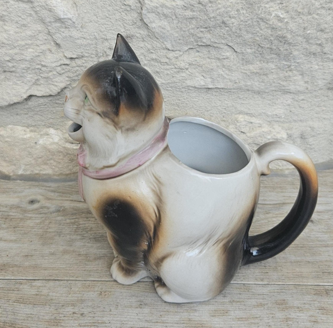 Antique Cat Creamer Jug Schafer & Vater German Porcelain Whimsical Collectible