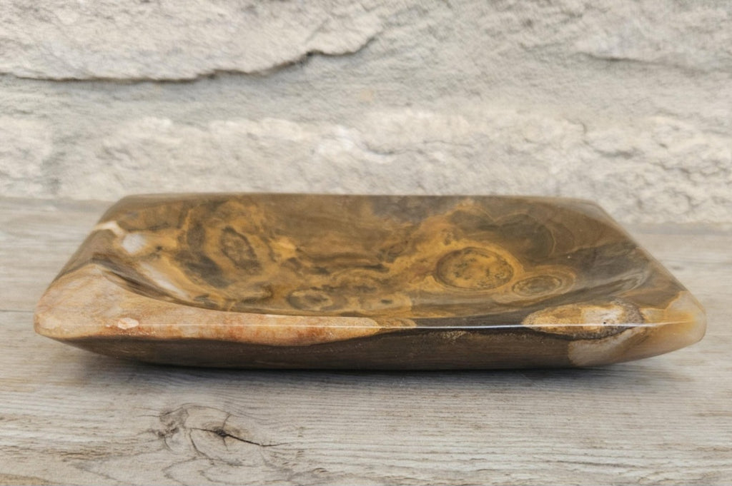 Polished Agate Trinket Dish McM Oblong Coffee Table Decor Catchall Tray 15cm X 10cm