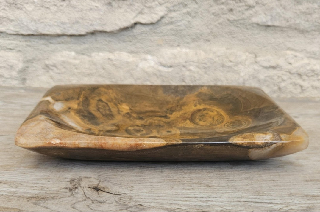Polished Agate Trinket Dish McM Oblong Coffee Table Decor Catchall Tray 15cm X 10cm