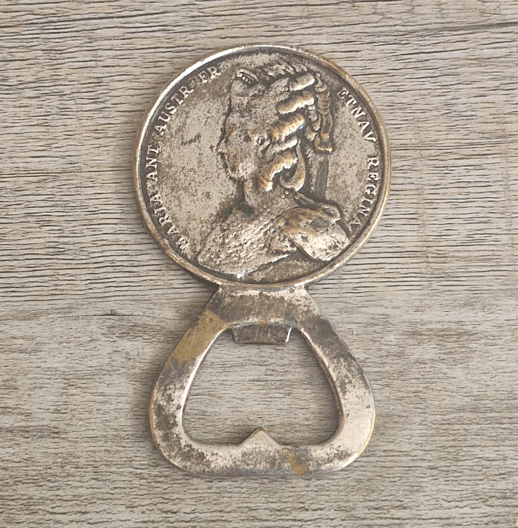 Vintage Silver Plated Brass Louis XVI Marie Antoinette Coin Bottle Opener 8.1cm
